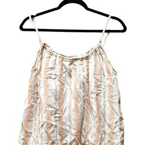 Topshop Orange Vertical Striped Rope Straps Flowy Tank Top Cotton Summer Size 8